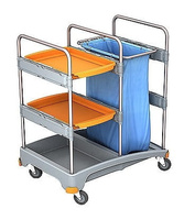 Wózek serwisowy do sprzątania z tworzywa sztucznego 2x półka, worek na odpady 120l Splast TSZ-0013