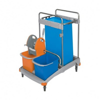 Wózek serwisowy do sprzątania wiadra 2x20l, wyciskarka do mopów płaskich, worek na odpady 120l Splast TSS-0001