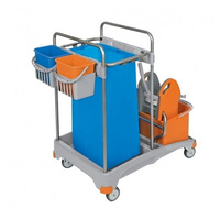 Wózek serwisowy do sprzątania wiadra 2x20l, wyciskarka do mopów płaskich, wiaderka 2x6 l, 2x koszyk, worek na odpady 120l Splast TSS-0005