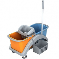 Wózek do sprzątania dwuwiadrowy 2x20l z wyciskarką PIKO, rękojeścią i koszyczkiem Splast TS2-0017