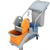 Wózek do sprzątania dwuwiadrowy 2x20l z wyciskarką i workiem na odpady i pokrywką Splast TS2-0013