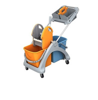 Wózek do sprzątania dwuwiadrowy tworzywo sztuczne, 2x25l z prasa do wyciskania, z koszyczkiem Splast TSK-0006