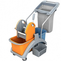 Wózek do sprzątania dwuwiadrowy 2x20l z koszyczkiem i workiem na odpadySplast TS2-0012