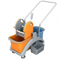 Wózek do sprzątania dwuwiadrowy 2x20l z wyciskarką do mopów i koszykiem na środki czystości Splast TS2-0006